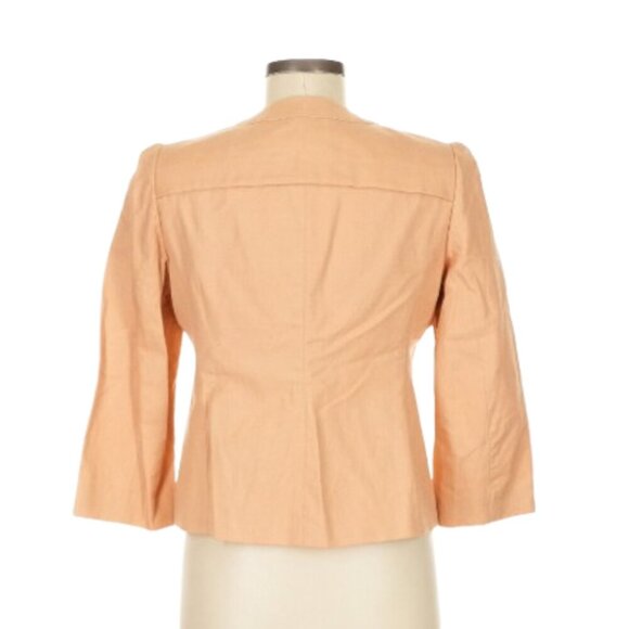 Victor Alfaro Linen Blend Collarless Blazer – Size 10P – Nude Beige Peach Tone - Picture 2 of 6